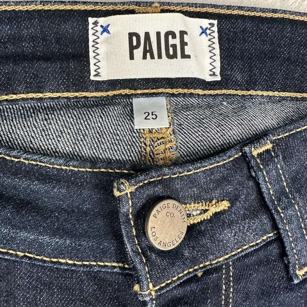 Paige Bermuda Denim Shorts Womens Size 25 Rolled Dark Wash Mid Rise